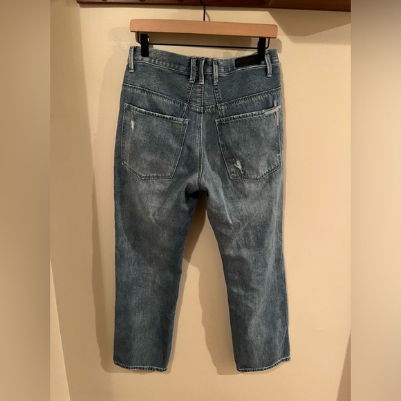 RtA Dexter Belted Boyfriend Jeans Light Blue Denim Size M - Picture 5 of 7